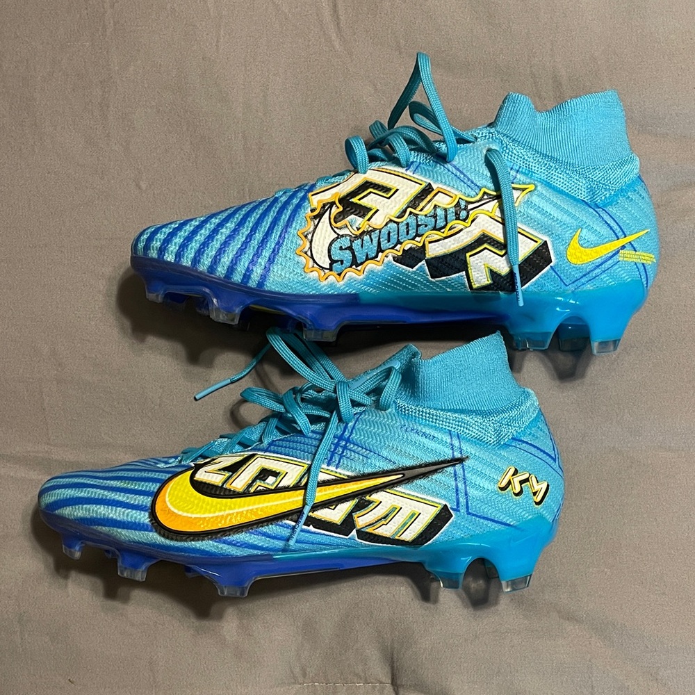Kylian Mbappe Nike Zoom Mercurial Superfly 9 Soccer Cleat Light Blue Men’s 6.5